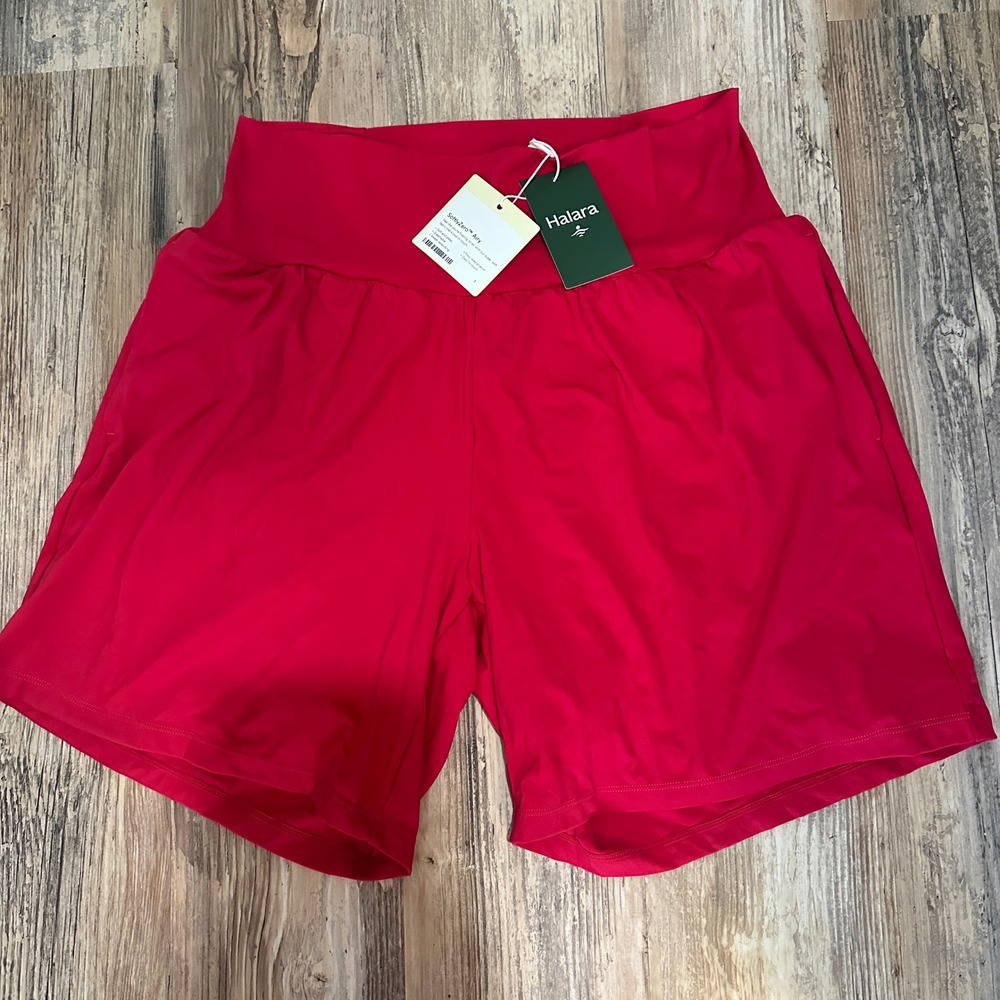 NWT Halara SoftlyZero Airy Active Shorts Red XL Four-Way Stretch Breathable